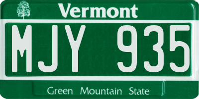 VT license plate MJY935