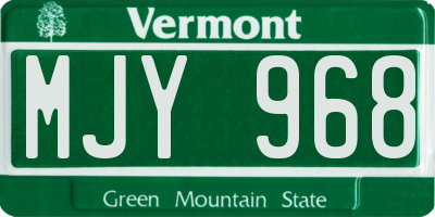 VT license plate MJY968