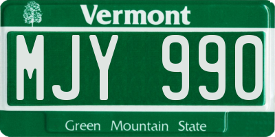 VT license plate MJY990