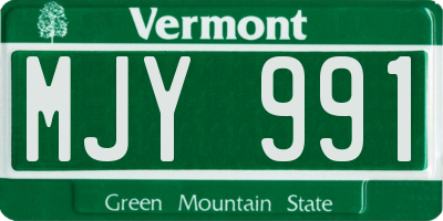 VT license plate MJY991