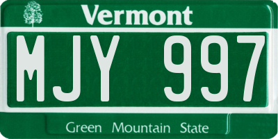 VT license plate MJY997