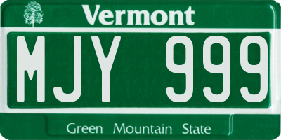 VT license plate MJY999