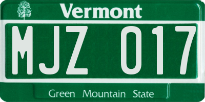VT license plate MJZ017