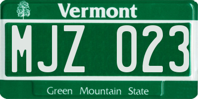 VT license plate MJZ023