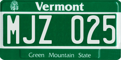 VT license plate MJZ025