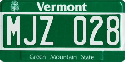VT license plate MJZ028