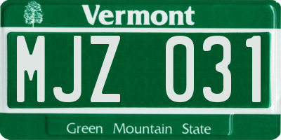 VT license plate MJZ031