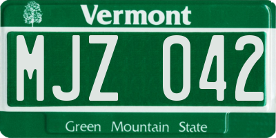 VT license plate MJZ042