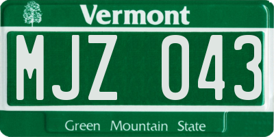 VT license plate MJZ043