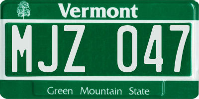 VT license plate MJZ047
