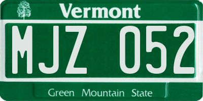 VT license plate MJZ052