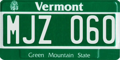 VT license plate MJZ060