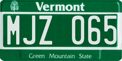 VT license plate MJZ065
