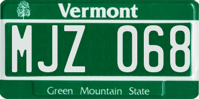 VT license plate MJZ068