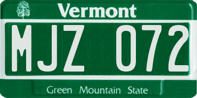 VT license plate MJZ072