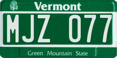 VT license plate MJZ077