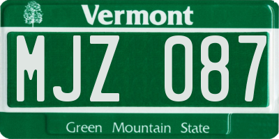 VT license plate MJZ087