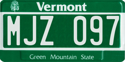 VT license plate MJZ097