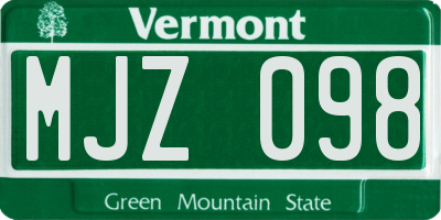 VT license plate MJZ098