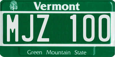 VT license plate MJZ100