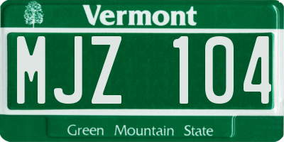 VT license plate MJZ104