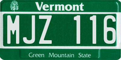 VT license plate MJZ116