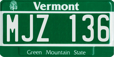 VT license plate MJZ136