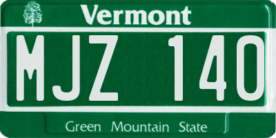 VT license plate MJZ140