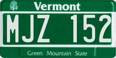 VT license plate MJZ152