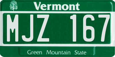 VT license plate MJZ167