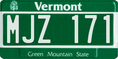 VT license plate MJZ171