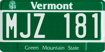VT license plate MJZ181