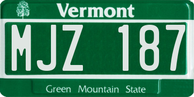 VT license plate MJZ187