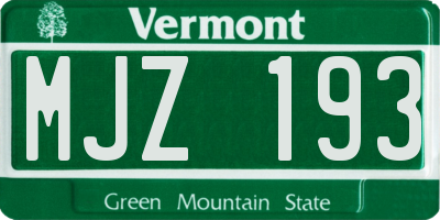 VT license plate MJZ193