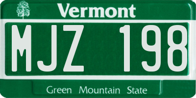 VT license plate MJZ198