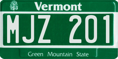 VT license plate MJZ201