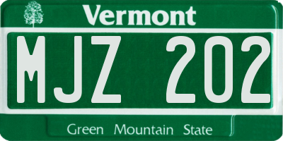 VT license plate MJZ202