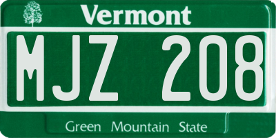 VT license plate MJZ208