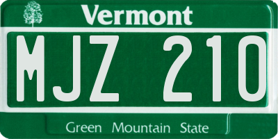 VT license plate MJZ210