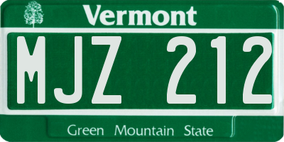 VT license plate MJZ212