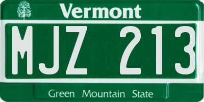 VT license plate MJZ213