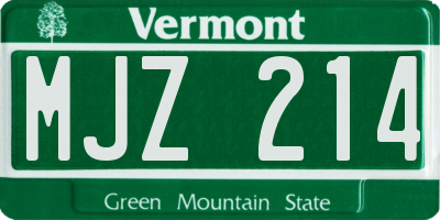 VT license plate MJZ214