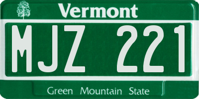 VT license plate MJZ221