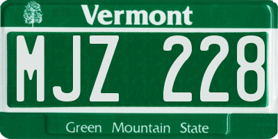 VT license plate MJZ228