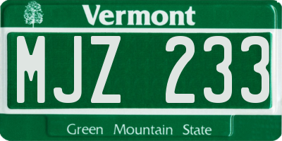VT license plate MJZ233