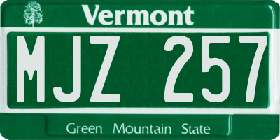 VT license plate MJZ257