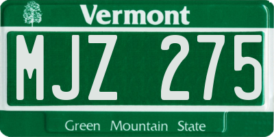 VT license plate MJZ275