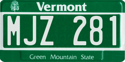 VT license plate MJZ281