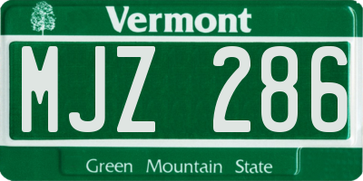 VT license plate MJZ286