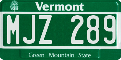 VT license plate MJZ289